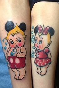 modello di tatuaggio di coppia braccio colore dei cartoni animati