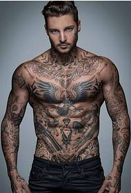 European and American men's arms and chest personality handsome tattoo
