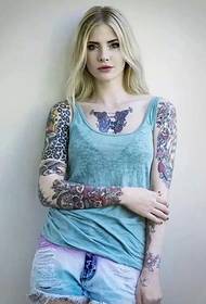 belleza doble flor brazo tatuaje patrón Daquan