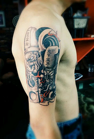 brazo horror tatuaje de impermanencia en blanco y negro