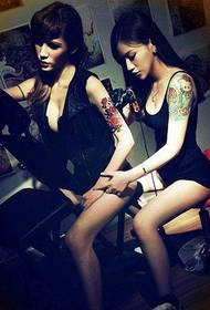 sexy beauty girlfriends arm avant-garde tattoo