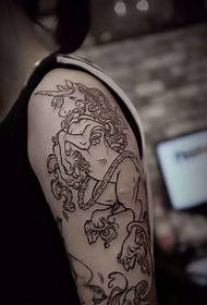 arm a black and white unicorn god horse tattoo  19151 - cute cartoon baby elephant tattoo on the arm