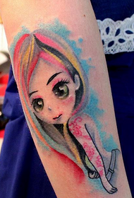 brazo lindo dibujos animados chica tatuaje patrón