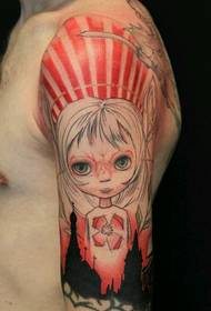 modèle de tatouage de dessin animé mignon rose poupée
