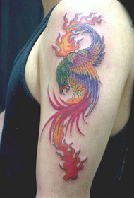 en snygg brand Phoenix tatuering på manlig arm