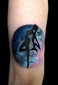 手臂彩色星空美少女战士纹身图案