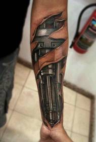 hermoso tatuaje mecánico 3d brazo funciona