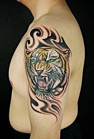 arm on the atmosphere of the tiger head tattoo