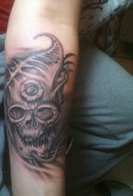 European and American style horror skull arm tattoo