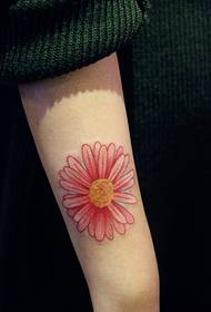 рака стилски тетоважа со црвено сонце цвет