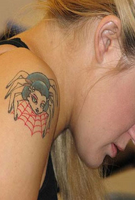 girl right shoulders funny geisha spider tattoo