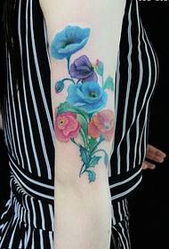 Female Arm Color Flower Tattoo