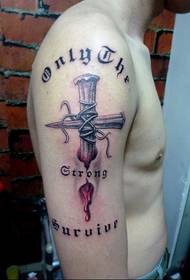 handsome 3d cross tattoo on the arm