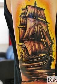 men's arm vintage sailing tattoo