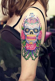 cute little beauty flower arm tattoo 18440 - arm cool color death tattoo pattern