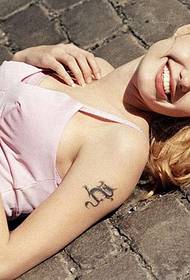 sexy actress Angelina Jolie arm dragon totem tattoo