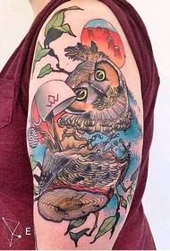 školski uzorak tetovaže sova u boji