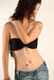 beauty abdomen butterfly and arm flower tattoo