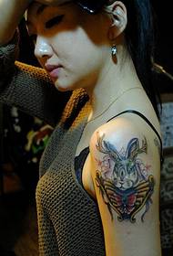 rabbit tattoo on the beautiful arm