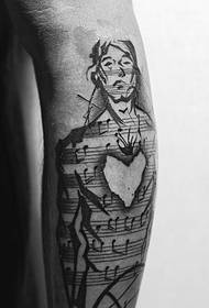 very artistic creative music character tattoo