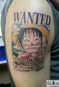 Anime One Piece кейіпкеріне арналған тату-сурет