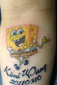 stylish SpongeBob arm tattoo