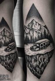 hand-pricked mountain tattoo pattern