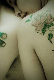 couple shoulder beautiful flower totem tattoo