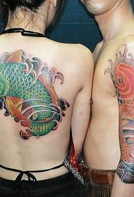 patrón de tatuaje de calamar de pareja
