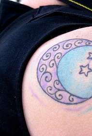 small fresh shoulder moon tattoo work