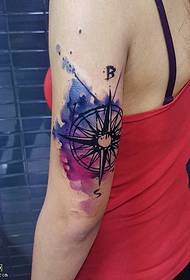 arm watercolor compass tattoo pattern