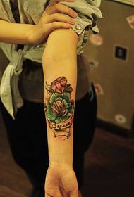 rose diamond arm tattoo work