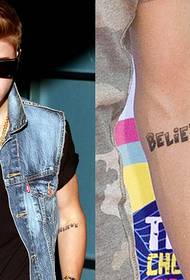 Justin Bieber arm BELIEVE Mot anglais Motif de tatouage