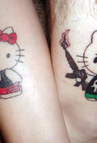 couple legs cute Hello kitty tattoo