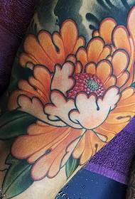 arm painted peony tattoo pattern