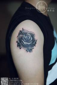 School Style Black Grey Rose Tattoo Flower Arm Tattoo