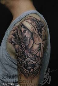 Flower arm angel tattoo pattern