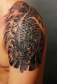 Black and white squid lotus tattoo