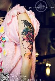 Beauty crow arm tattoo