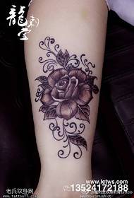 Black classic rose tattoo pattern