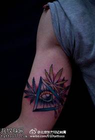 Painted maple leaf triangle eye tattoo pattern
