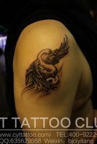Loving couple swan arm tattoo