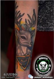 Painted deer angel eye tattoo pattern