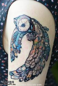 Colorful bird tattoo pattern