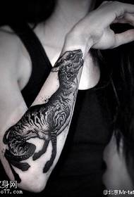 Arm tiger skeleton tattoo pattern