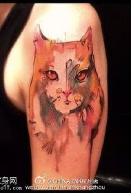 Arm ink painting color kitten tattoo pattern