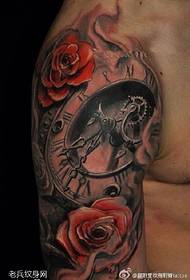 Arm red red spooky clock tattoo pattern