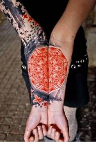 Hands stitching tattoo