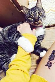 Cute little fresh cat tattoo