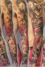 Arm timepiece kraai rose tattoo patroon
